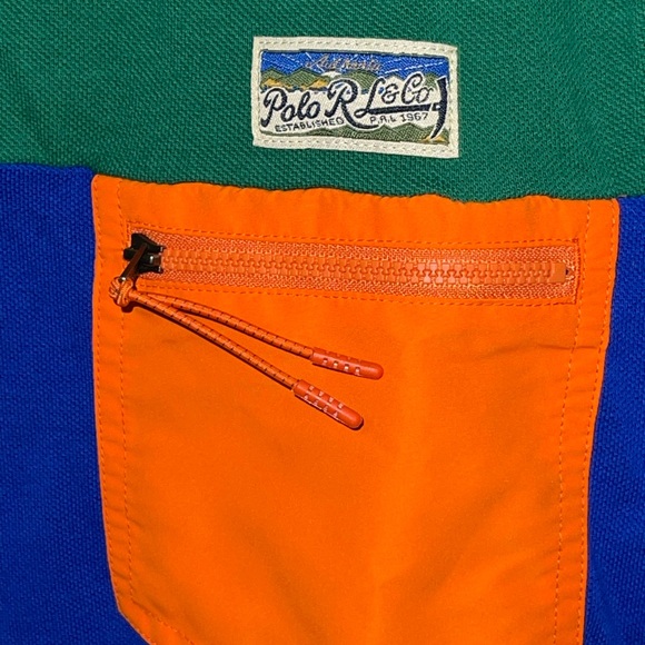 Polo Ralph Lauren Men Color Block Classic Fit R.L CO Chest Zip Mesh Polo Shirt L - Picture 2 of 6